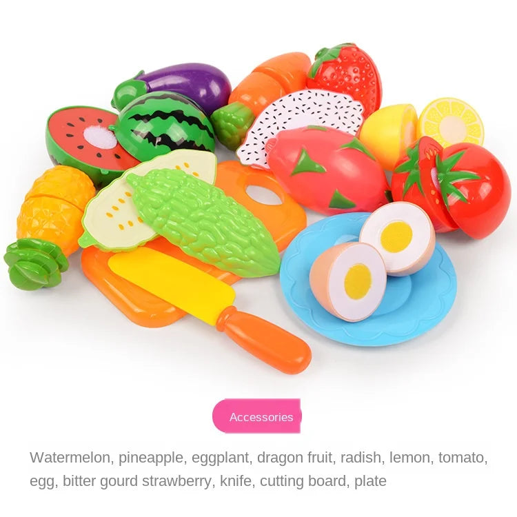 Cutting Play Food Set For Kids Simulation Kitchen Toys Pretend Play Montessori Cut Fruits Vegetables Toy for Toddlers Boys Girls