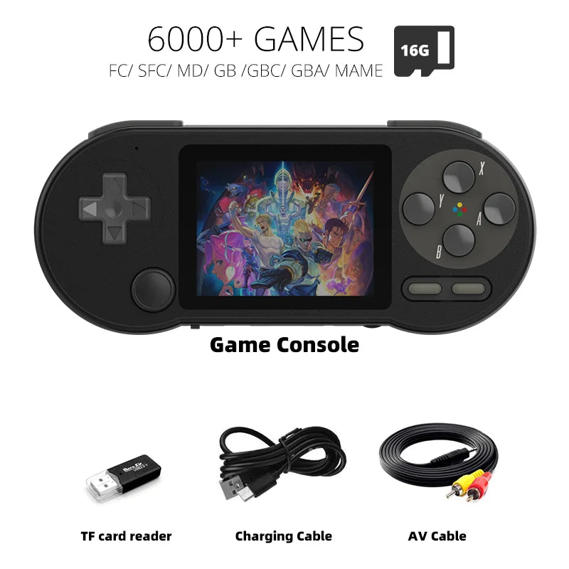 DATA FROG SF2000 Portable Handheld Game Console 3 inch Retro Game Consoles Built-in 6000 Games Classic Mini Video Games for Kids Leedoar