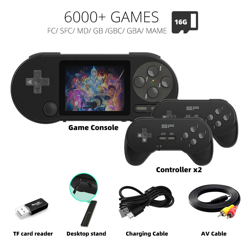 DATA FROG SF2000 Portable Handheld Game Console 3 inch Retro Game Consoles Built-in 6000 Games Classic Mini Video Games for Kids Leedoar