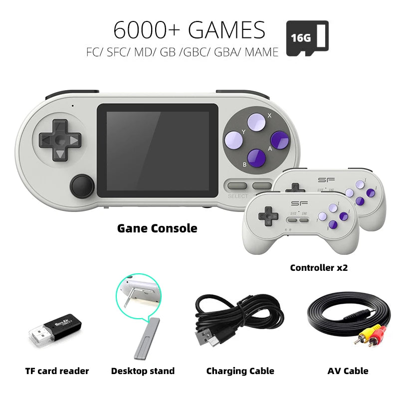 DATA FROG SF2000 Portable Handheld Game Console 3 inch Retro Game Consoles Built-in 6000 Games Classic Mini Video Games for Kids Leedoar