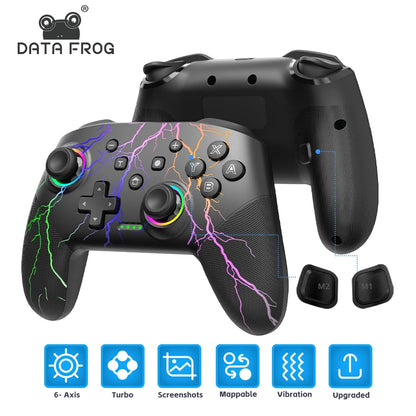 Controlador inalámbrico DATA FROG para consola Nintendo Switch OLED/LITE/PC Gamepad profesional Batería de 1000 mAh Función turbo programable 