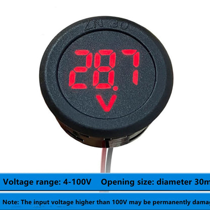 DC 4-100V LED Digital Display Circular Two-wire Voltmeter DC Digital Voltmeter Head Display Reverse Connection Protection Leedoar