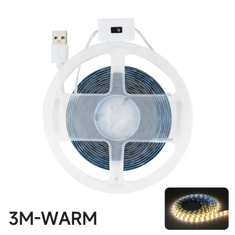 Tira de luz LED con luz de fondo y movimiento USB de 5 V CC, con movimiento manual, sensor de encendido y apagado, para TV, cocina, debajo de los gabinetes 