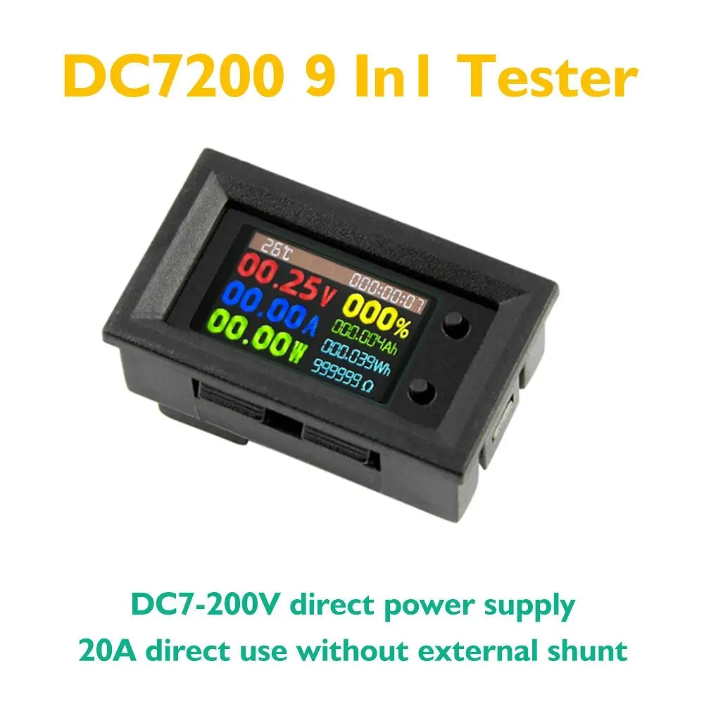 DC720 30V Digital Power Energy Voltmeter Ammeter Voltage Wattmeter Temperature Meter Electric Energy Frequency Meter 9 In1 Leedoar