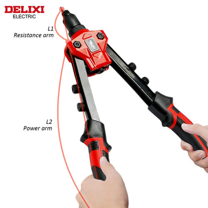 DELIXI ELECTRIC Rivet Gun，Manual Professional Pull Gun High Lever More labor-saving，TighteningandRiveting of Metal SheetandPipe Leedoar