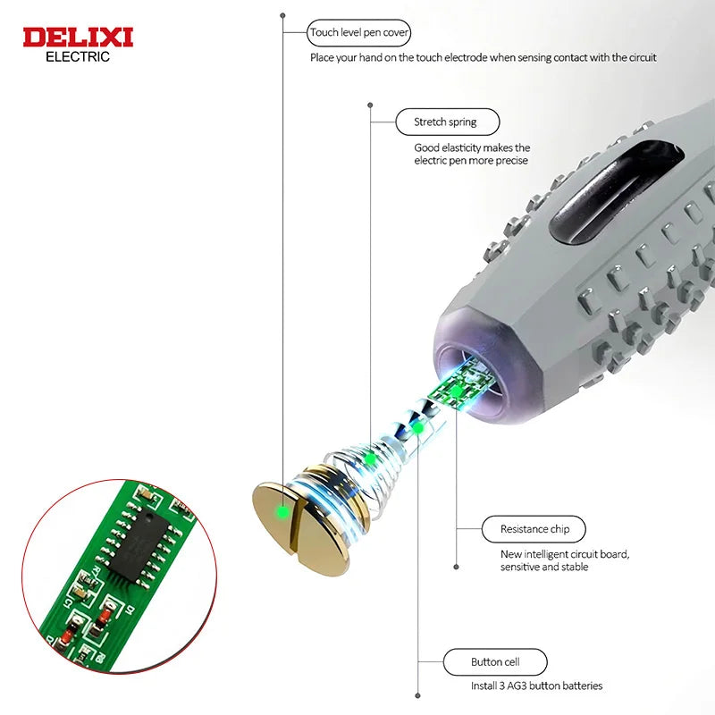 DELIXI ELECTRIC Test Pencil Voltage Non-contact Induction TestDetector Electrician Flat Screwdriver VoltmeterDetectingtheCircuit Leedoar