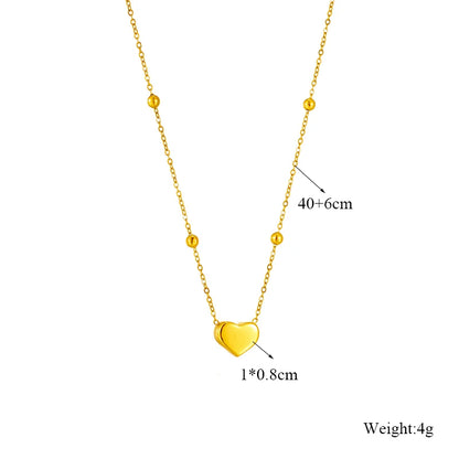 DIEYURO 316L Stainless Steel Gold Color Heart Love Chain Necklace Bracelets For Women Girl New Fashion Non-fading Jewelry Set Leedoar