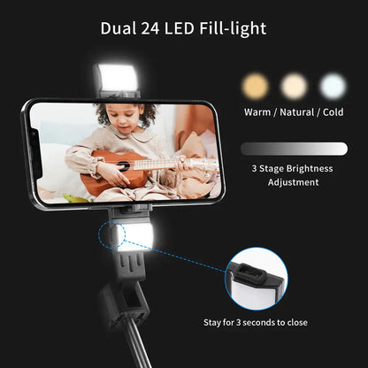 DIXSG Selfie Stick Tripod 100CM Extendable Bluetooth Wireless Selfie Stick Tripod Foldable Phone Holder Stand for Samsung IPhone