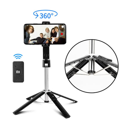 DIXSG Selfie Stick Tripod 100CM Extendable Bluetooth Wireless Selfie Stick Tripod Foldable Phone Holder Stand for Samsung IPhone