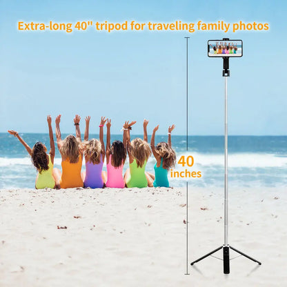DIXSG Selfie Stick Tripod 100CM Extendable Bluetooth Wireless Selfie Stick Tripod Foldable Phone Holder Stand for Samsung IPhone