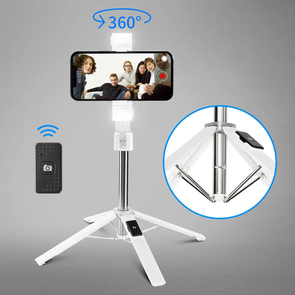 DIXSG Selfie Stick Tripod 100CM Extendable Bluetooth Wireless Selfie Stick Tripod Foldable Phone Holder Stand for Samsung IPhone
