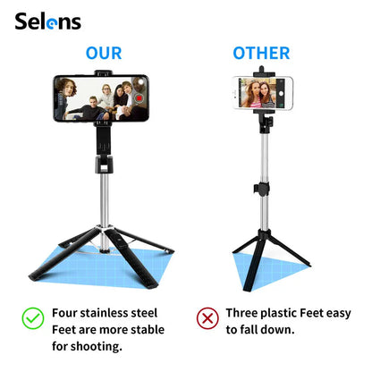 DIXSG Selfie Stick Tripod 100CM Extendable Bluetooth Wireless Selfie Stick Tripod Foldable Phone Holder Stand for Samsung IPhone