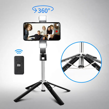 DIXSG Selfie Stick Tripod 100CM Extendable Bluetooth Wireless Selfie Stick Tripod Foldable Phone Holder Stand for Samsung IPhone
