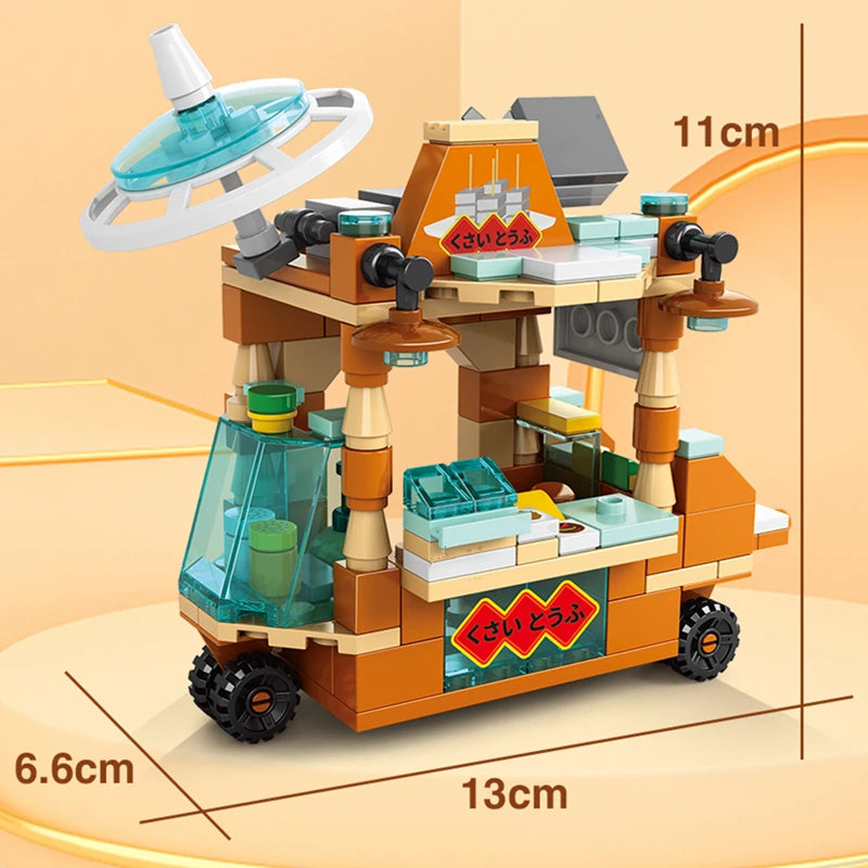 DIY Architecture Ice Cream Car Store Street View Food Building Blocks Kit Girls Bricks Classic Movie Model Kid Toys For Children Leedoar