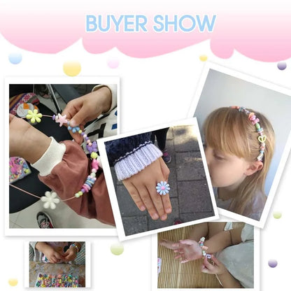 Juguete de cuentas hecho a mano con accesorios para niños, pulsera tejida creativa para niñas, juguetes para hacer joyas, regalo educativo para niños 