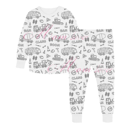 DIY Pajamas Kids Sketch Colorful Pajama Set Kids Art Color Your Own Pajama Handicraft Toys DIY Kid Crafts For Kids Boys Girls Leedoar