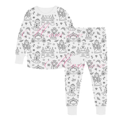 DIY Pajamas Kids Sketch Colorful Pajama Set Kids Art Color Your Own Pajama Handicraft Toys DIY Kid Crafts For Kids Boys Girls Leedoar
