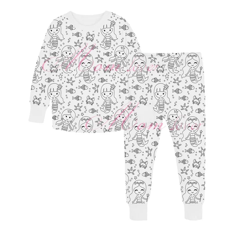 DIY Pajamas Kids Sketch Colorful Pajama Set Kids Art Color Your Own Pajama Handicraft Toys DIY Kid Crafts For Kids Boys Girls Leedoar