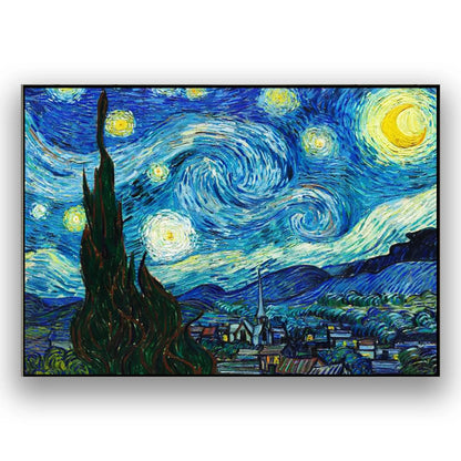 Pintura de diamante redondo faça você mesmo feita à mão com diamante paisagem padrão de céu estrelado de Van Gogh conjunto de pintura decorativa de mosaico de diamante completo