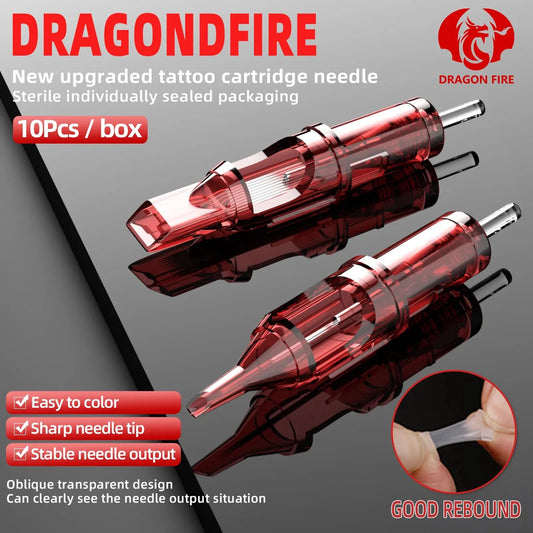 Agujas de tatuaje desechables DRAGONFIRE RL CM para maquillaje permanente, 10 unidades, con cartuchos de membrana seguros, agujas de cartucho para tatuajes para arte 