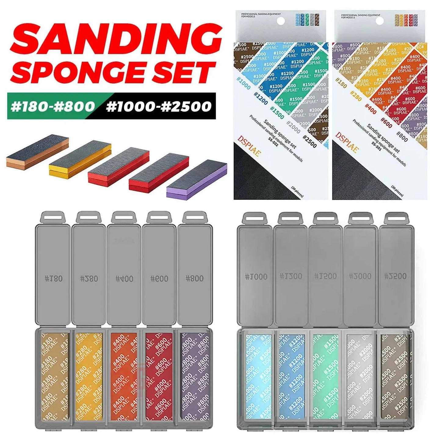 DSPIAE Sanding Sponge Set For  GK Military Model Combo Arc Grinding Polishing Sandpaper Making Tool Kit Sanding Paper Leedoar