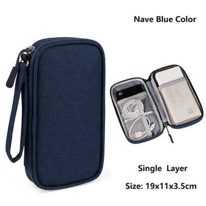 Data Cable Storage Bag Waterproof Travel Organizer Bag Portable Carry Case Double Layers Storage Bag for Cable Cord USB Charger Leedoar