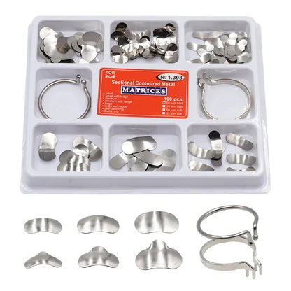 Denspay 100pcs/Box Dental Sectional Matrix System Dental Sectional Matrix Band Resin Clamping/Seperating Ring Dentist Tools