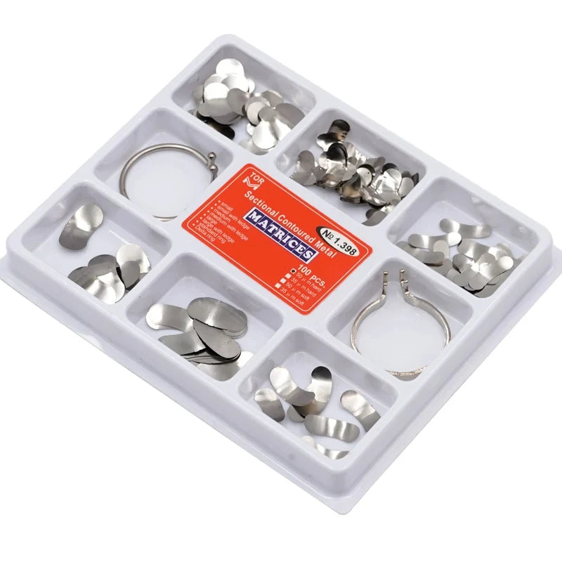 Denspay 100pcs/Box Dental Sectional Matrix System Dental Sectional Matrix Band Resin Clamping/Seperating Ring Dentist Tools