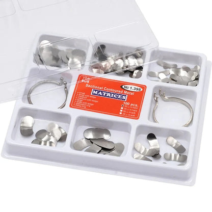 Denspay 100pcs/Box Dental Sectional Matrix System Dental Sectional Matrix Band Resin Clamping/Seperating Ring Dentist Tools