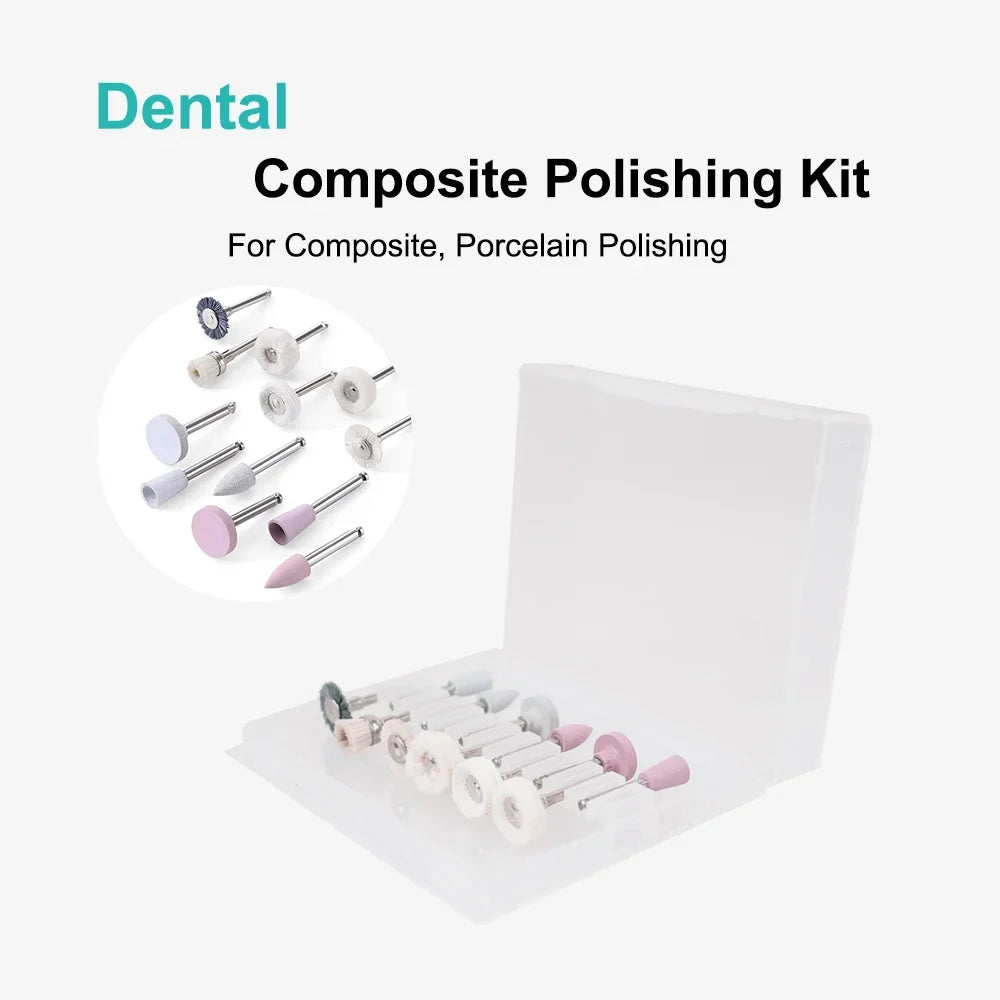 Denspay Dental 12 piezas/caja Kit de pulido compuesto RA 2,35 mm para pieza de mano de baja velocidad, porcelana, dientes naturales, pulido de uñas 