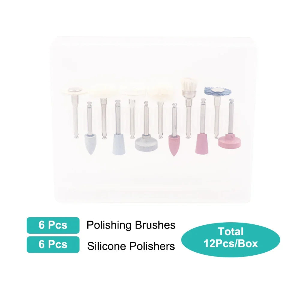 Denspay Dental 12 piezas/caja Kit de pulido compuesto RA 2,35 mm para pieza de mano de baja velocidad, porcelana, dientes naturales, pulido de uñas 