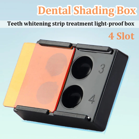 Caja de luz para sombra de resina dental Caja de luz para sombra dental Pozo de mezcla de resina compuesta Estuche de almacenamiento a prueba de luz con 4 ranuras 