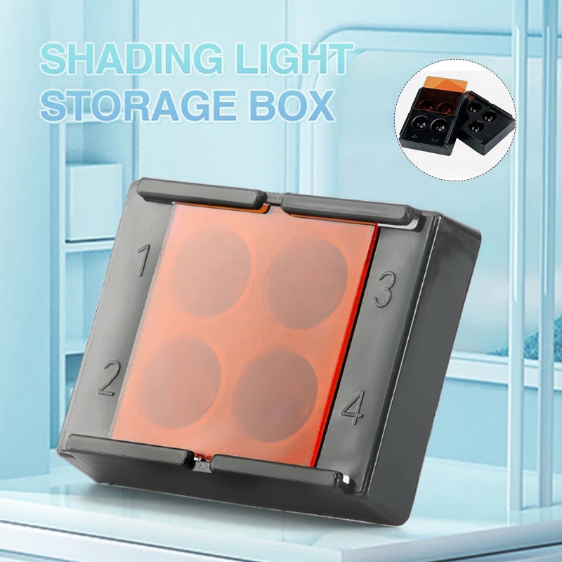 Dental Resin Shade Light Box Dental Shading Light Box Composite Resin Mixing Well Light-proof Storage Hading Case 4 Slots Leedoar