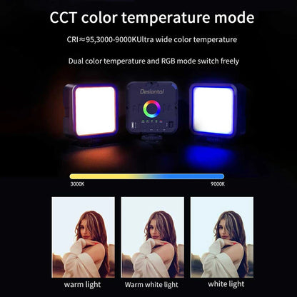 Desiontal W70 mini RGB color fill light,LED camera vlog photography light,mobile phone selfie soft light,and live shooting light Leedoar