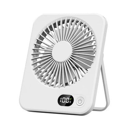 Desk Fan Portable USB Rechargeable Fan 180° Tilt Folding Personal Fan With Power Display 5 Speeds Ultra Quiet Table Fan Leedoar