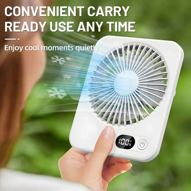 Desk Fan Portable USB Rechargeable Fan 180° Tilt Folding Personal Fan With Power Display 5 Speeds Ultra Quiet Table Fan Leedoar