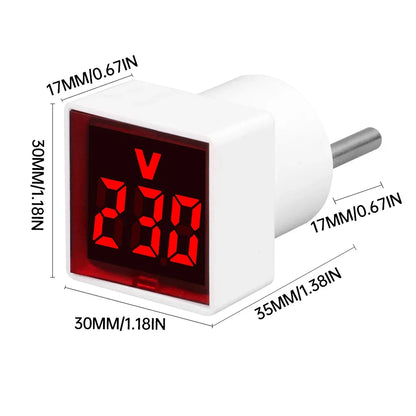 Digital AC Voltmeter Indicator, Digital Voltmeter, No Wiring Required, Euro Plug, Voltage Measurement Range 50 ~ 500V