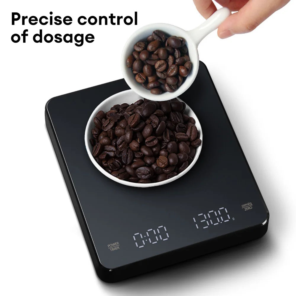 Digital Coffee Scale with Timer LED Screen Espresso USB 3kg Max.Weighing 0.1g High Precision Measures in Oz/ml/g Kitchen Scale Leedoar