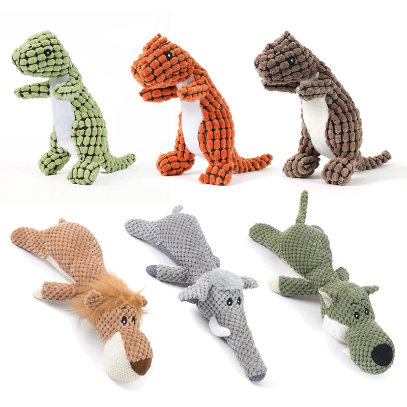 Dinosaur Plush Dog Squeaky Interactive Toys For Small Large Dogs Bite Resistant Chew Toy Pets Accessories Leedoar