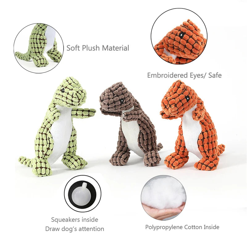 Dinosaur Plush Dog Squeaky Interactive Toys For Small Large Dogs Bite Resistant Chew Toy Pets Accessories Leedoar