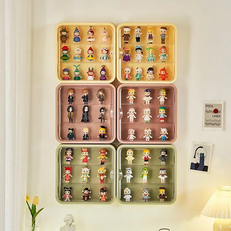 Display Case Figures Stand Dust Display Proof Doll Toy Storage Box Wall Mounted Showcase Clear Acrylic Jewelry Figures Blind Box Leedoar