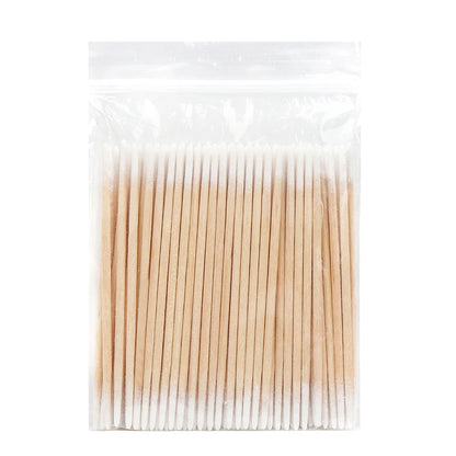 Disposable Ultra-small Double-end Wood Cotton  Swab 100pcs Lint Free Micro Brushes Eyelash Extension Glue Removing Tools Leedoar