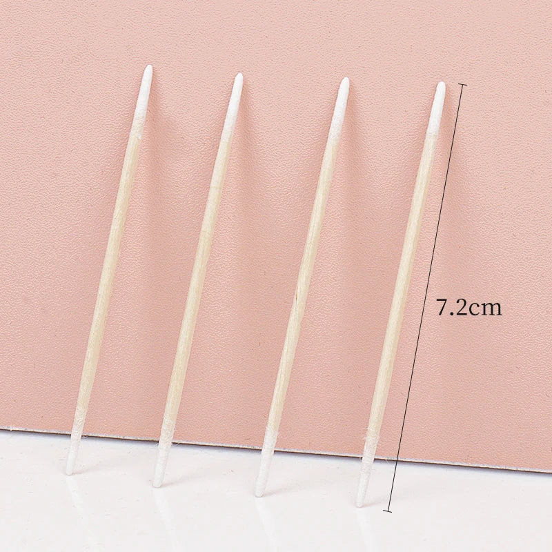 Disposable Ultra-small Double-end Wood Cotton  Swab 100pcs Lint Free Micro Brushes Eyelash Extension Glue Removing Tools Leedoar