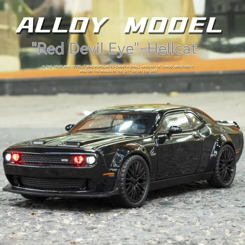 Dodge Challenger Hellcat Toy Car for 1: 32 Scale Die Cast Metel Cars Toy Pull Back Hellcat Model Cars with Sound and Light Hellc Leedoar