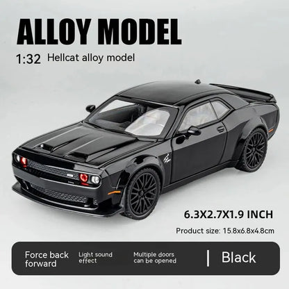 Dodge Challenger Hellcat Toy Car for 1: 32 Scale Die Cast Metel Cars Toy Pull Back Hellcat Model Cars with Sound and Light Hellc Leedoar