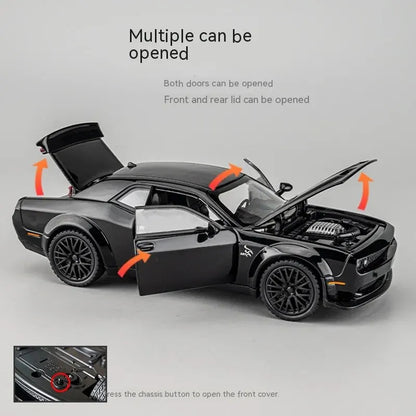 Dodge Challenger Hellcat Toy Car for 1: 32 Scale Die Cast Metel Cars Toy Pull Back Hellcat Model Cars with Sound and Light Hellc Leedoar