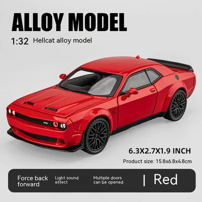 Dodge Challenger Hellcat Toy Car for 1: 32 Scale Die Cast Metel Cars Toy Pull Back Hellcat Model Cars with Sound and Light Hellc Leedoar