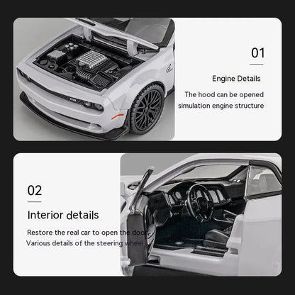 Dodge Challenger Hellcat Toy Car for 1: 32 Scale Die Cast Metel Cars Toy Pull Back Hellcat Model Cars with Sound and Light Hellc Leedoar