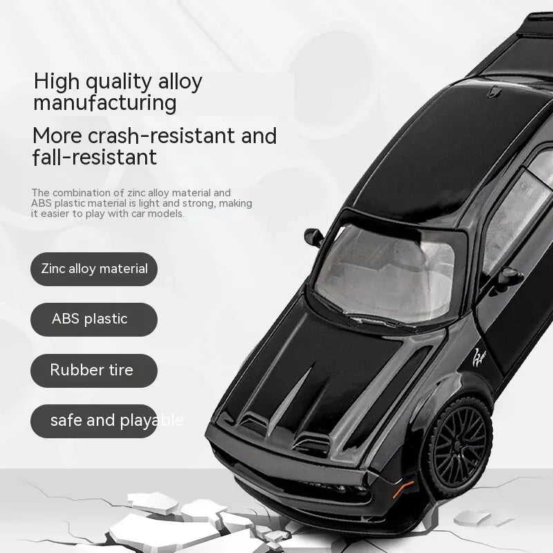 Dodge Challenger Hellcat Toy Car for 1: 32 Scale Die Cast Metel Cars Toy Pull Back Hellcat Model Cars with Sound and Light Hellc Leedoar