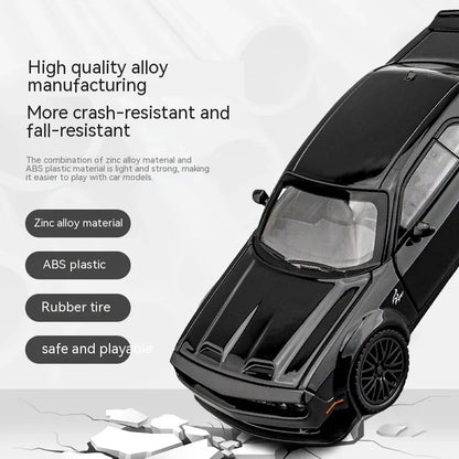 Dodge Challenger Hellcat Toy Car for 1: 32 Scale Die Cast Metel Cars Toy Pull Back Hellcat Model Cars with Sound and Light Hellc Leedoar